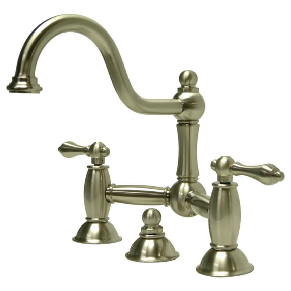 Kingston Brass KS3918AL Restoration Standard Mount Bathroom Bridge Faucet, Brushed Nickel