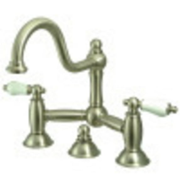 Kingston Brass KS3918PL Restoration Standard Mount Bathroom Bridge Faucet