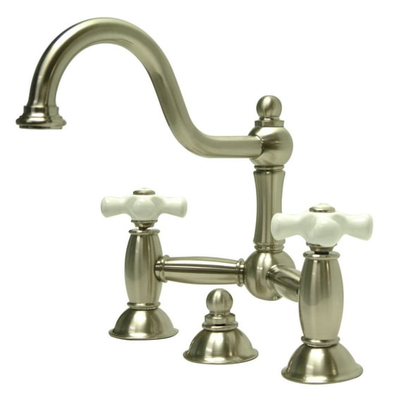Kingston Brass KS3918PX Restoration Bathroom Bridge Mounted Faucet, Brushed Nickel