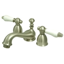 Kingston Brass Two Handle 4" to 8" Mini Widespread Lavatory Faucet with Brass Pop-up