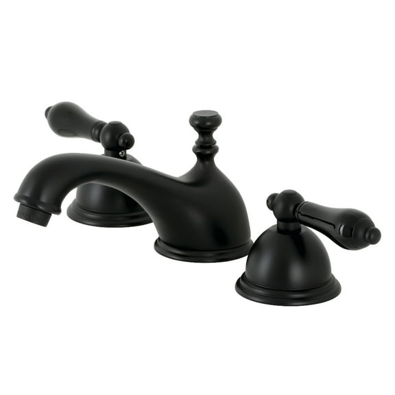 Kingston Brass KS3960PKL Duchess Widespread Bathroom Faucet with Brass Pop-Up, Matte Black