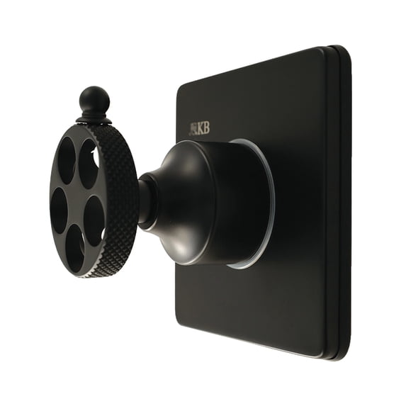 Kingston Brass KS4040RKX Webb Single-Handle Six-Way Diverter Valve with Knurled Handle and Square Trim Kit, Matte Black
