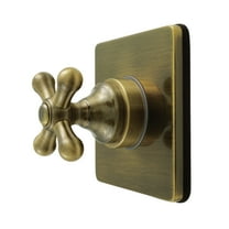 Kingston Brass KS4043AX Restoration Single-Handle Six-Way Diverter Valve with Square Trim Kit, Antique Brass