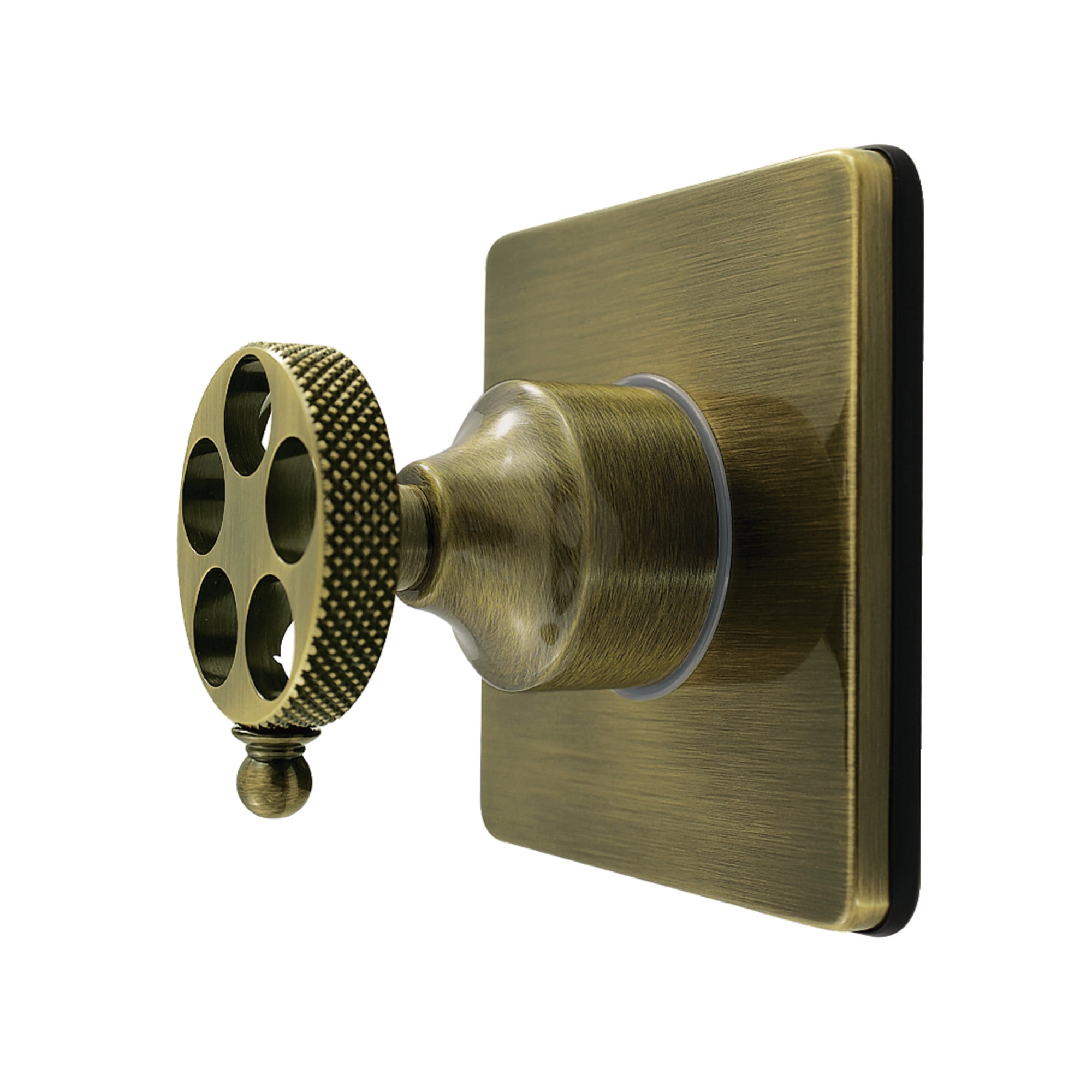 Kingston Brass KS4043RKX Webb Single-Handle Six-Way Diverter Valve with Knurled Handle and Square Trim Kit, Antique Brass