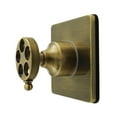 thumbnail image 1 of Kingston Brass KS4043RKZ Wendell Single-Handle Six-Way Diverter Valve with Knurled Handle and Square Trim Kit, Antique Brass, 1 of 4