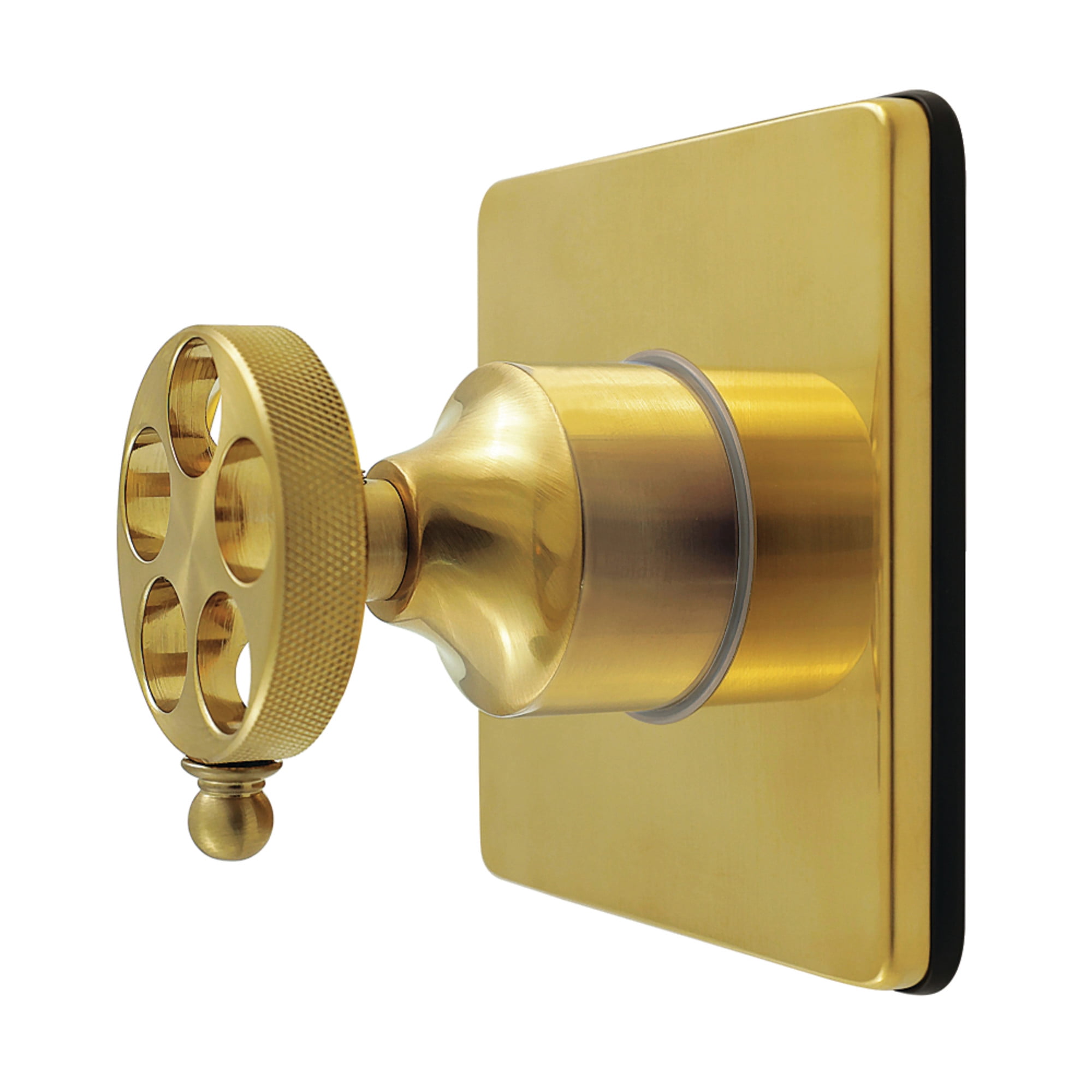 Kingston Brass KS4047RKZ Wendell Single-Handle Six-Way Diverter Valve with Knurled Handle and Square Trim Kit, Brushed Brass