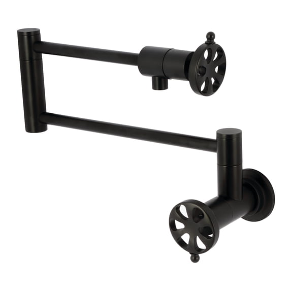 Kingston Brass KS4100RX Belknap Wall Mount Pot Filler Faucet, Matte Black