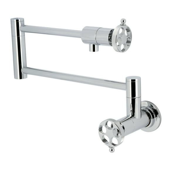 Kingston Brass KS4101RKZ Wendell Wall Mount Pot Filler Faucet with Knurled Handle, Polished Chrome