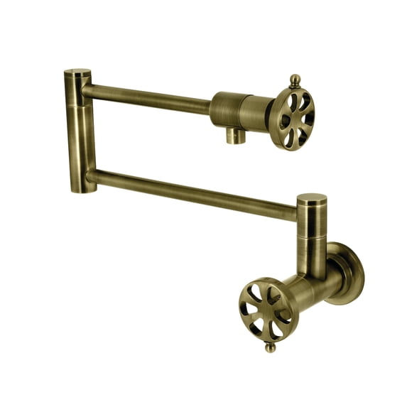 Kingston Brass KS4103RX Belknap Wall Mount Pot Filler Faucet, Antique Brass