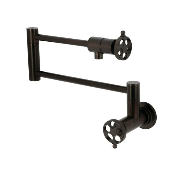 Kingston Brass KS4105RKZ Wendell Wall Mount Pot Filler Faucet with Knurled Handle, Oil Rubbed Bronze
