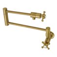 thumbnail image 1 of Kingston Brass KS4107BX Metropolitan Two-Handle 1-Hole Wall Mount Pot Filler Faucet in Brushed Brass, 1 of 8