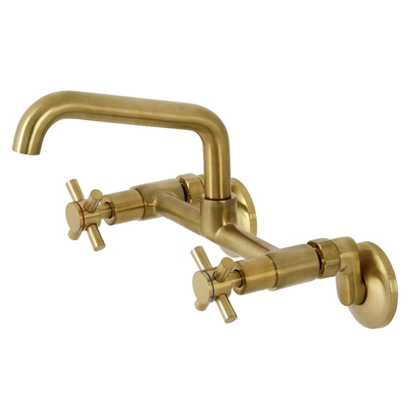 Kingston Brass KS423SB Concord Two-Handle Wall-Mount Kitchen Faucet, Brushed Brass