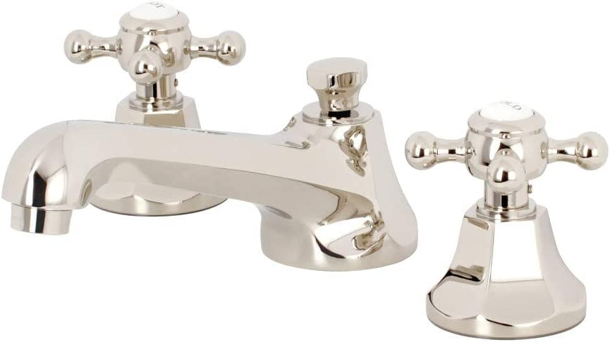 Polished Nickel Widespread Bathroom Faucet with Cross Handles