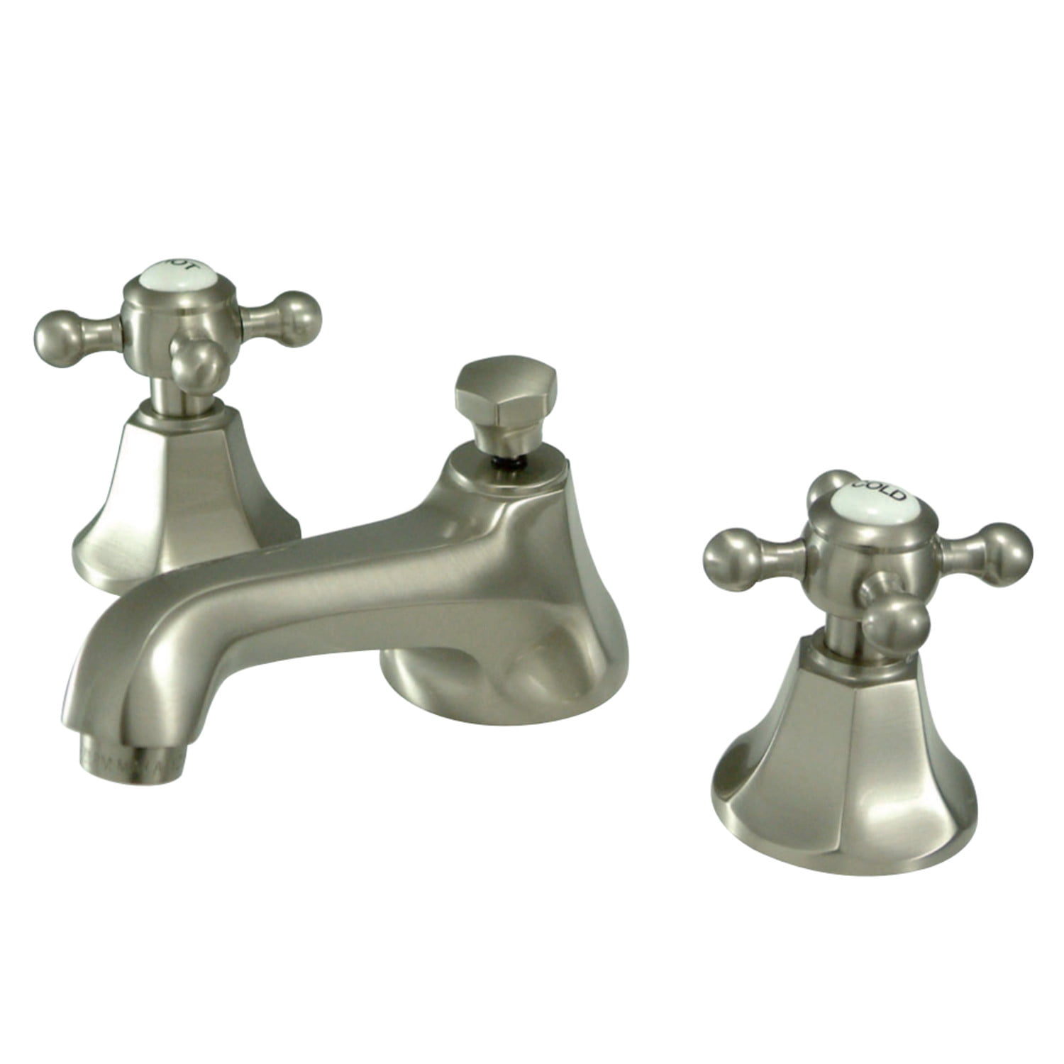 Polished Nickel Traditional Widespread Bathroom Faucet with Brass Pop-Up