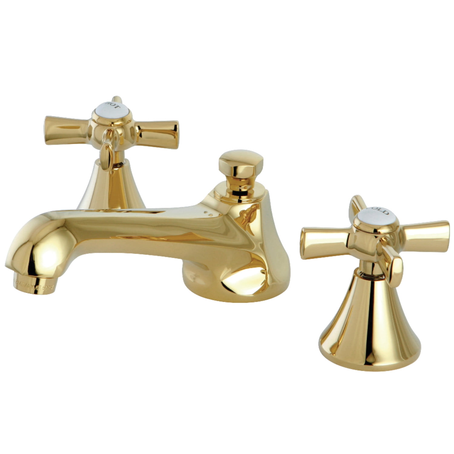 Kingston Brass KS4472ZX 8 in. Widespread Deck Mount Bathroom Faucet, Polished Brass
