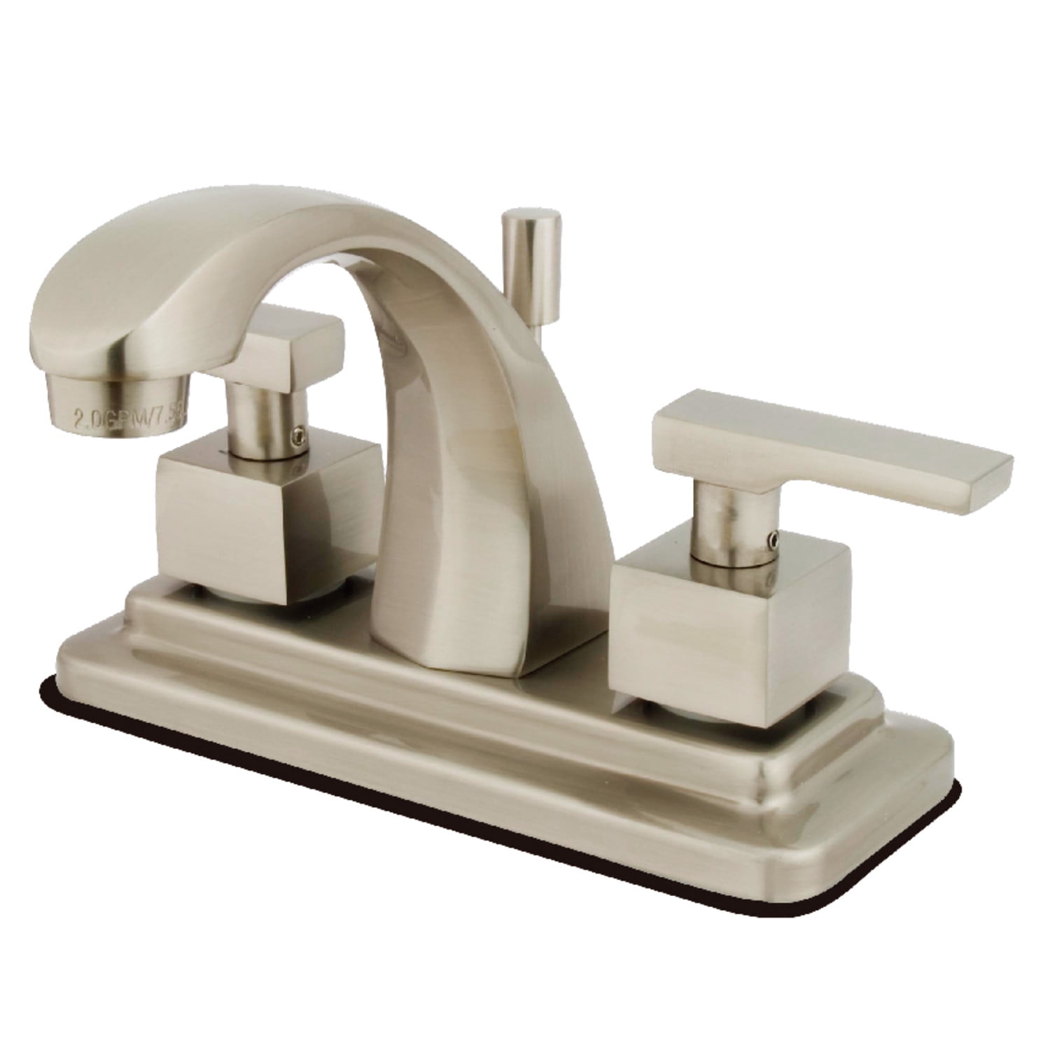 Kingston Brass KS4648QLL 4 in. Centerset Bathroom Faucet, Brushed Nickel
