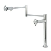 Kingston Brass KS4701RKX Webb Deck Mount Pot Filler Faucet with Knurled Handle, Polished Chrome