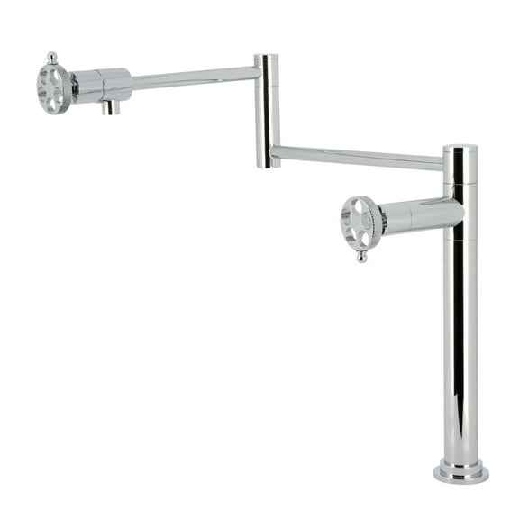 Kingston Brass KS4701RKX Webb Deck Mount Pot Filler Faucet with Knurled Handle, Polished Chrome