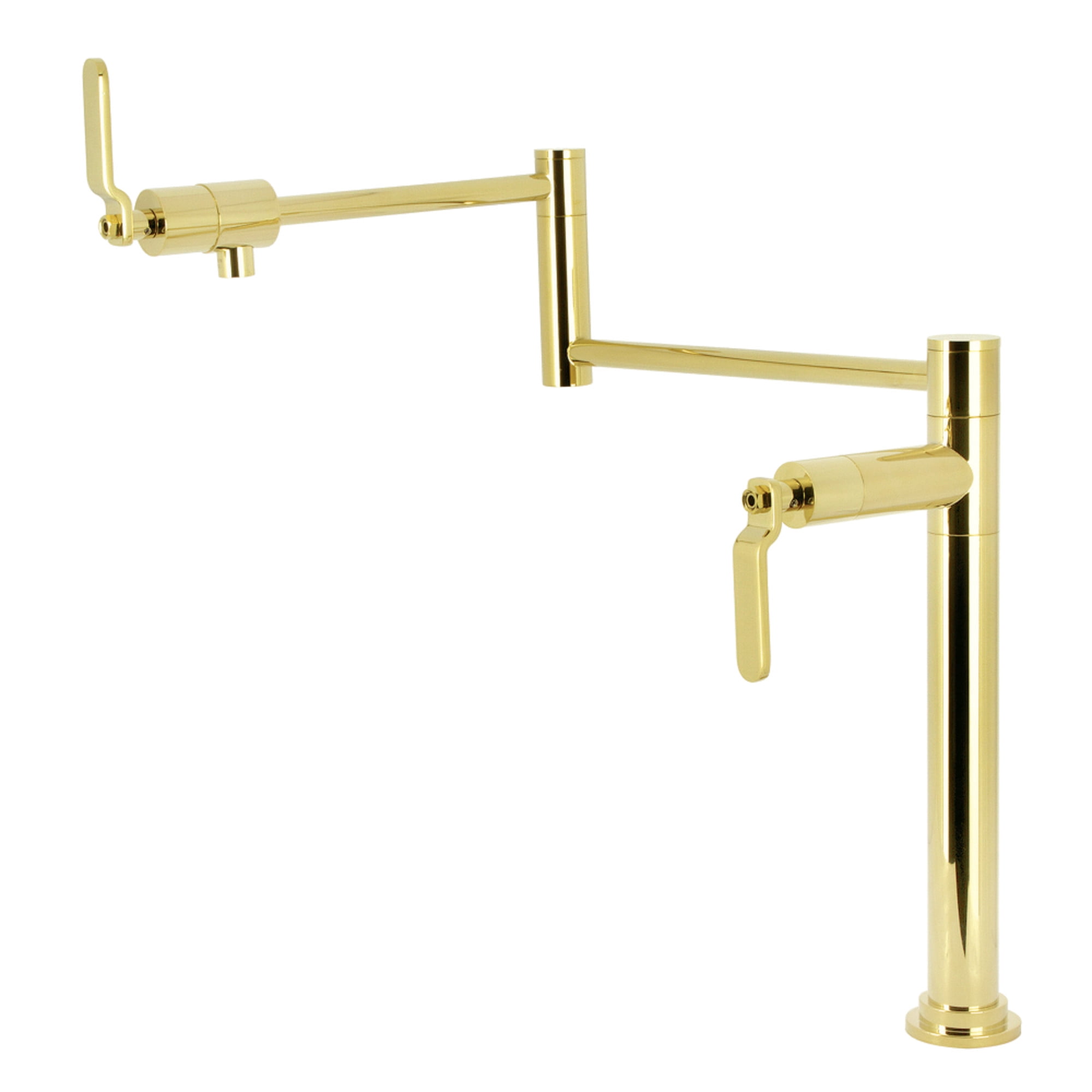 Kingston Brass KS4702KL Whitaker Deck Mount Pot Filler Faucet, Polished Brass