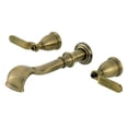 thumbnail image 1 of Kingston Brass KS5023KL Hallerbos Two-Handle Wall Mount Roman Tub Faucet, Antique Brass, 1 of 7