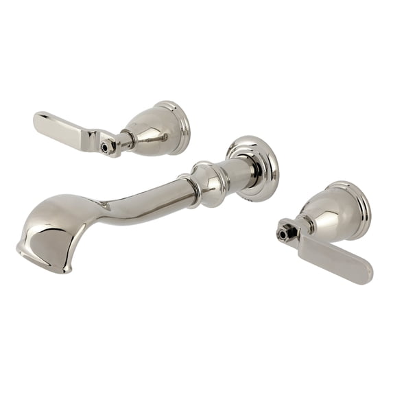 Kingston Brass KS5026KL Hallerbos Two-Handle Wall Mount Roman Tub Faucet, Polished Nickel