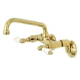 thumbnail image 1 of Kingston Brass KS513PB Kingston Two Handle Wall Mount Kitchen Faucet, Polished Brass, 1 of 5