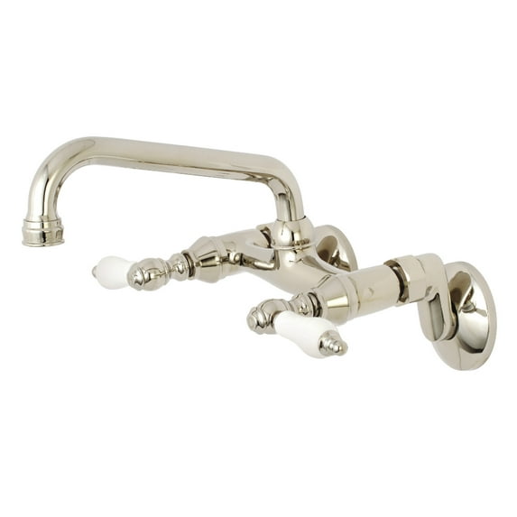 Kingston Brass KS513PN Kingston Two Handle Wall Mount Kitchen Faucet, Polished Nickel