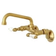 thumbnail image 1 of Kingston Brass KS513SB 2-Handle Wall Mount Kitchen Faucet, Brushed Brass, 1 of 5