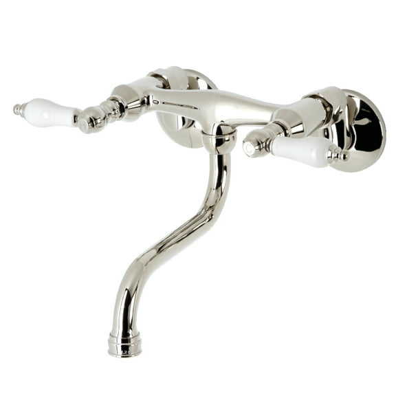 Kingston Brass KS516PN Wall Mount Bathroom Faucet, Polished Nickel
