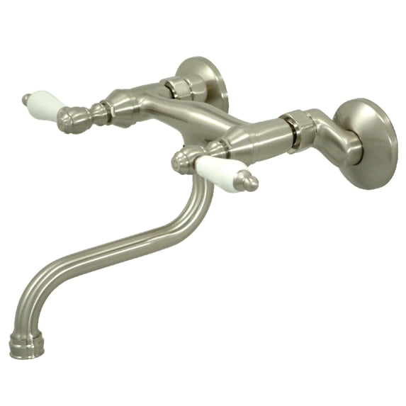 Kingston Brass KS516SN Wall Mount Bathroom Faucet, Brushed Nickel