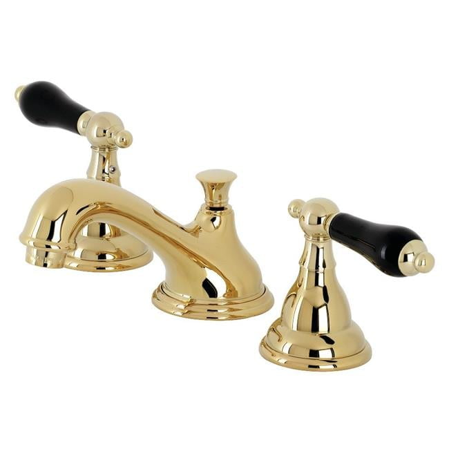 Duchess Polished Brass Widespread Bathroom Faucet with Black Handles