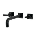 thumbnail image 1 of Kingston Brass KS6020CML Manhattan Two-Handle Wall Mount Roman Tub Faucet, Matte Black, 1 of 7