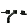 thumbnail image 1 of Kingston Brass KS6020KNL Convergent Two-Handle Wall Mount Roman Tub Faucet with Knurled Handle, Matte Black, 1 of 4