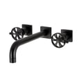thumbnail image 1 of Kingston Brass KS6020RX Belknap Two-Handle Wall Mount Roman Tub Faucet, Matte Black, 1 of 4