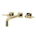 thumbnail image 1 of Kingston Brass KS6022DL Concord Two-Handle Wall Mount Roman Tub Faucet, Polished Brass, 1 of 7