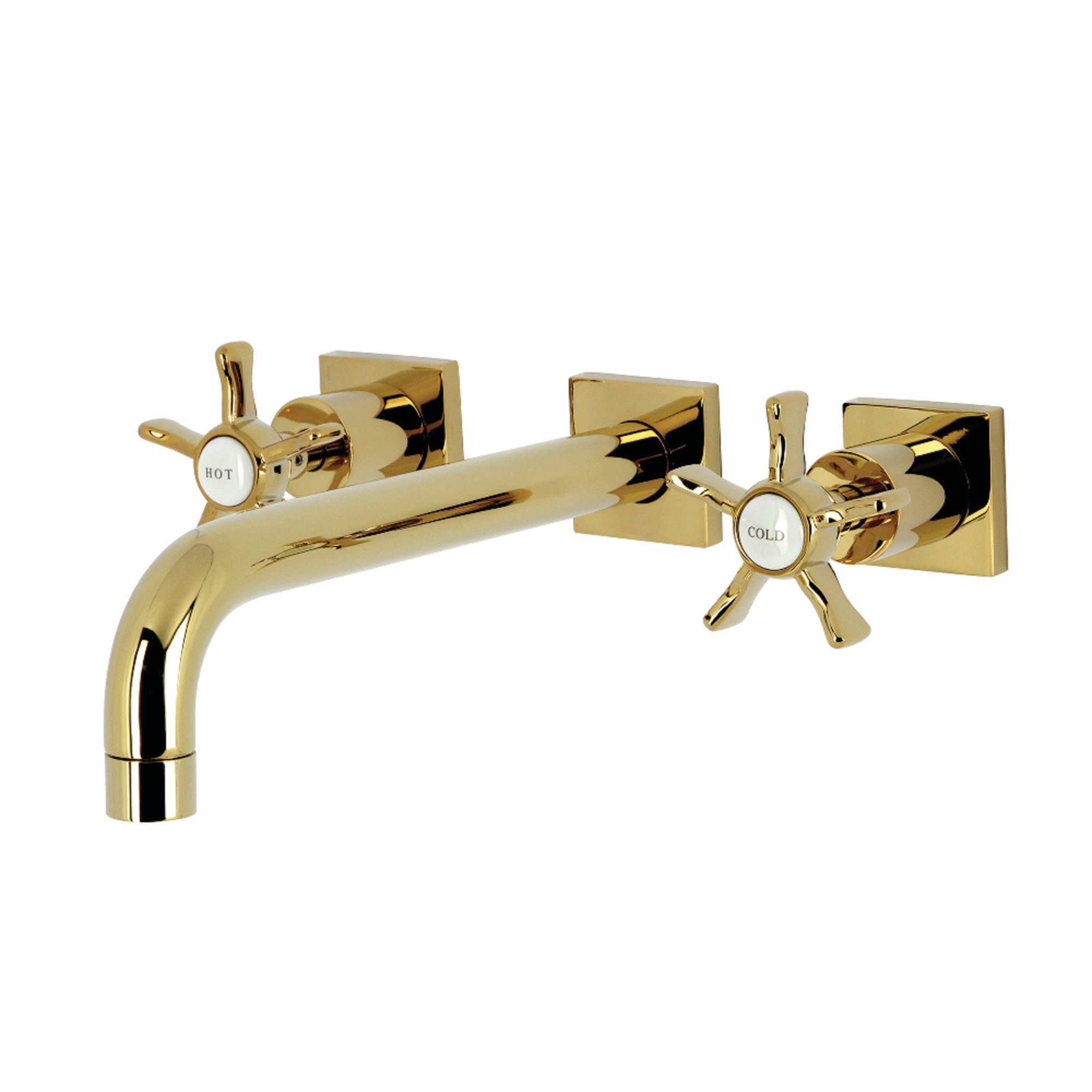 Kingston Brass KS6022NX Hamilton Two-Handle Wall Mount Roman Tub Faucet, Polished Brass