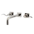 thumbnail image 1 of Kingston Brass KS6026DFL NuWave Two-Handle Wall Mount Roman Tub Faucet, Polished Nickel, 1 of 7
