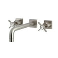 thumbnail image 1 of Kingston Brass KS6028BEX Essex Two-Handle Wall Mount Roman Tub Faucet, Brushed Nickel, 1 of 7