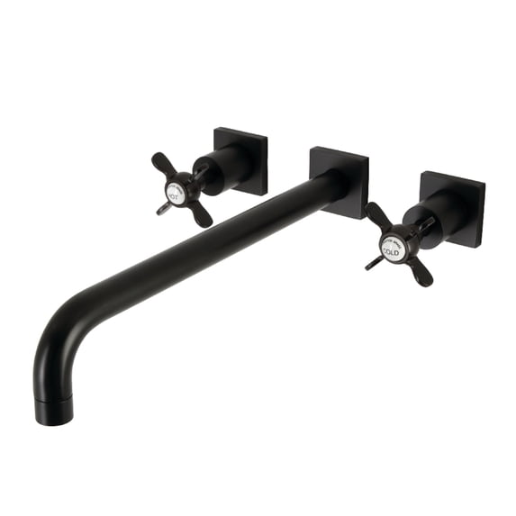 Kingston Brass KS6040BEX Essex Two-Handle 3-Hole Wall Mount Roman Tub Faucet in Matte Black