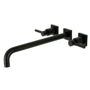 Kingston Brass KS6040DL Concord Two-Handle 3-Hole Wall Mount Roman Tub Faucet in Matte Black