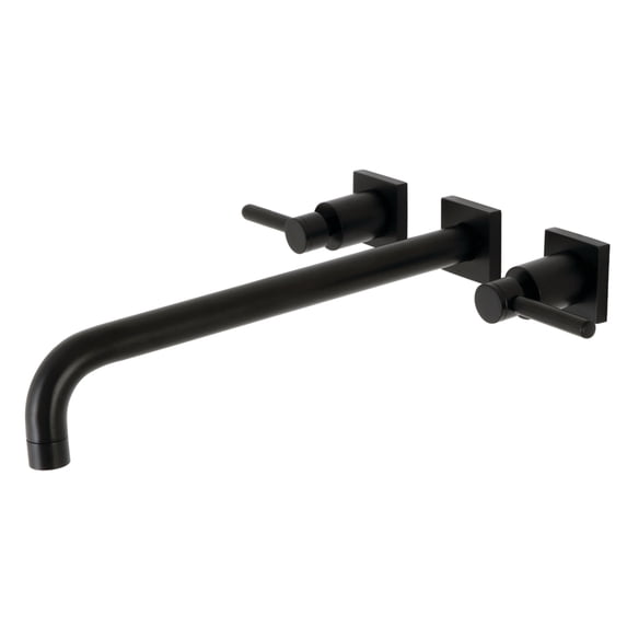 Kingston Brass KS6040DL Concord Two-Handle 3-Hole Wall Mount Roman Tub Faucet in Matte Black
