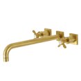 thumbnail image 1 of Kingston Brass KS6047BEX Essex Two-Handle Wall Mount Roman Tub Faucet, Brushed Brass, 1 of 7