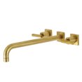thumbnail image 1 of Kingston Brass KS6047CML Manhattan Two-Handle Wall Mount Roman Tub Faucet, Brushed Brass, 1 of 7
