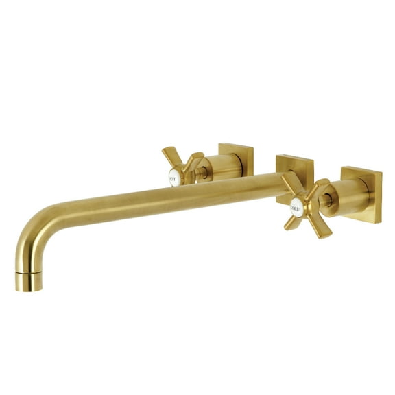 Kingston Brass KS6047ZX Millennium Two-Handle Wall Mount Roman Tub Faucet, Brushed Brass