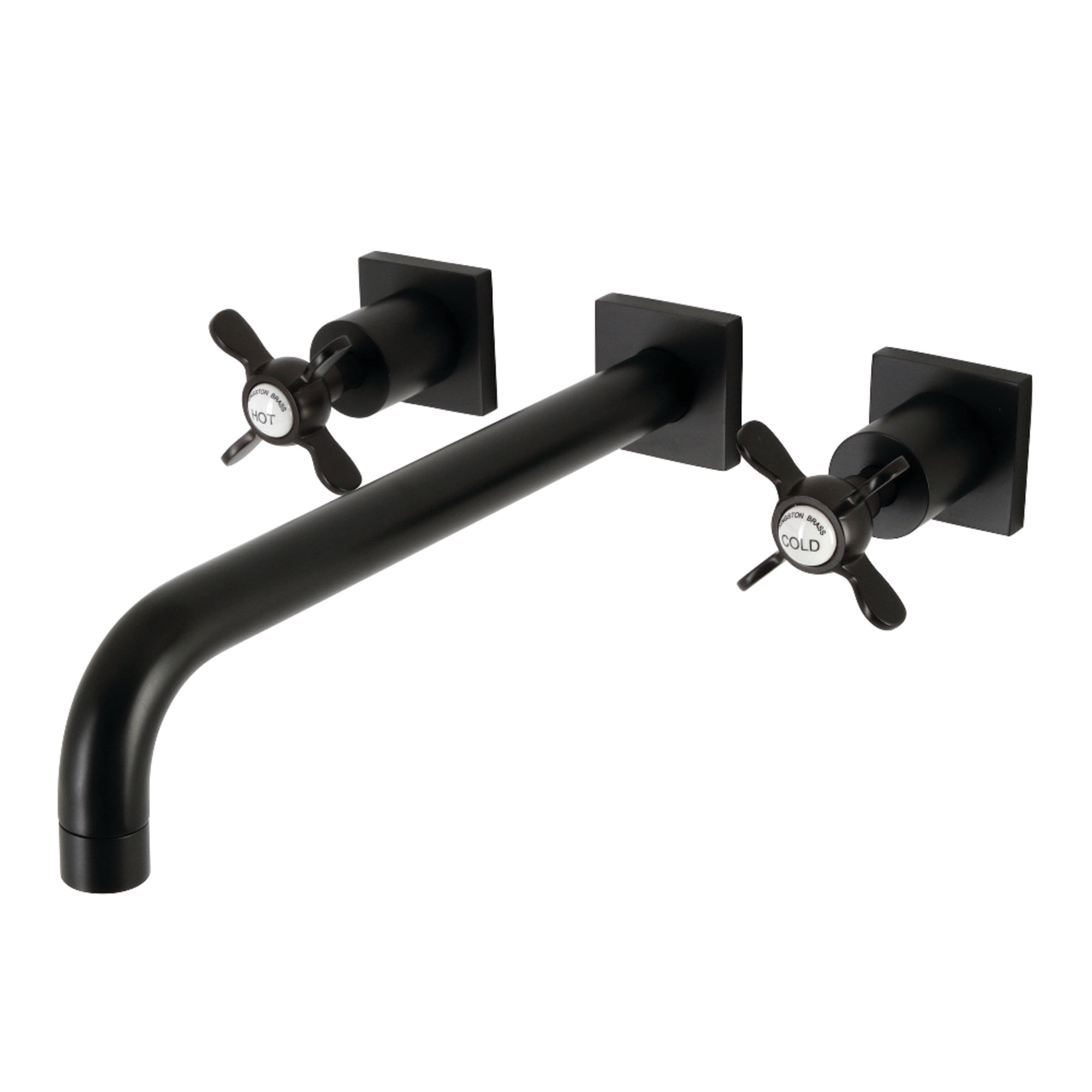 Kingston Brass KS6050BEX Essex Two-Handle 3-Hole Wall Mount Roman Tub Faucet in Matte Black
