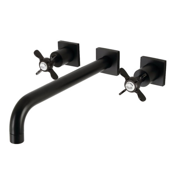Kingston Brass KS6050BEX Essex Two-Handle 3-Hole Wall Mount Roman Tub Faucet in Matte Black