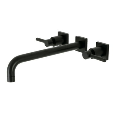 Kingston Brass KS6050DL Concord Two-Handle 3-Hole Wall Mount Roman Tub Faucet in Matte Black