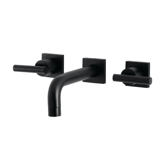 Kingston Brass KS6120CML Manhattan Double-Handle Wall Mount Bathroom Faucet, Matte Black