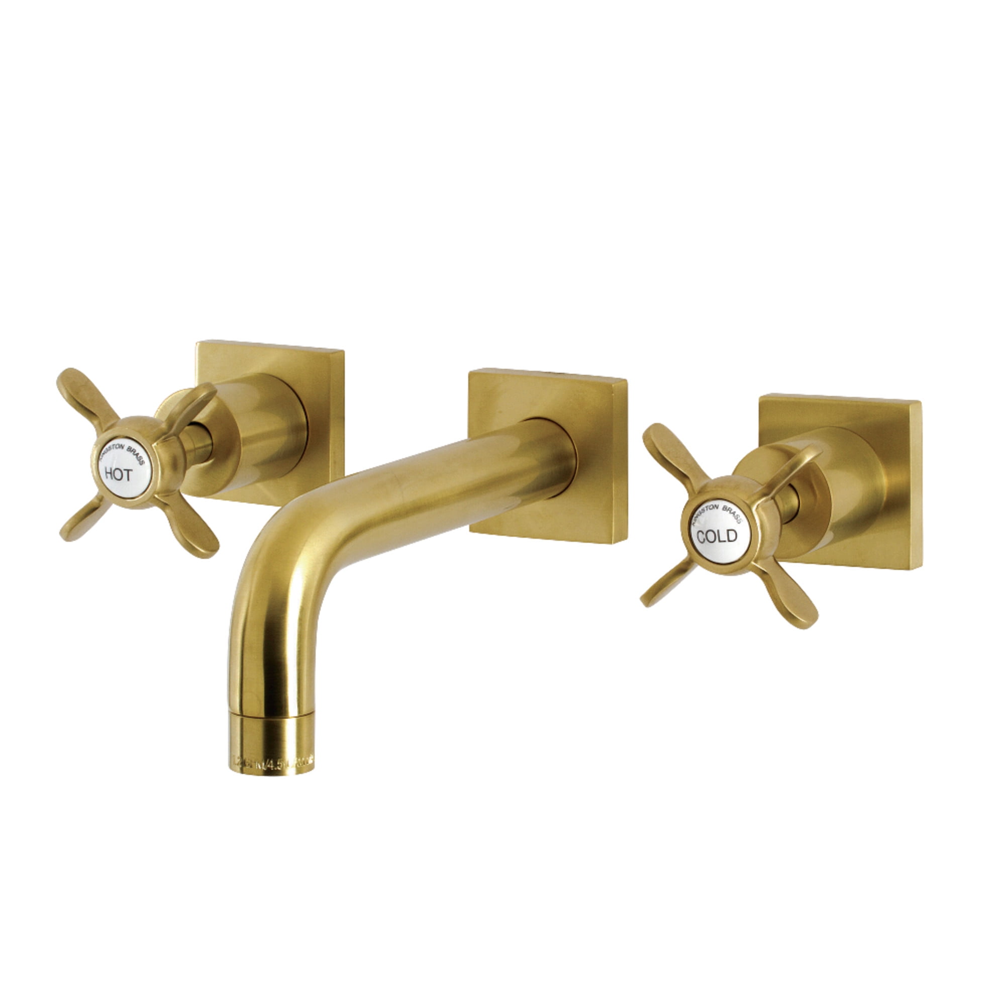 Kingston Brass KS6127BEX Essex Double-Handle Wall Mount Bathroom Faucet, Brushed Brass
