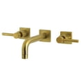 thumbnail image 1 of Kingston Brass KS6127DL Concord Double-Handle Wall Mount Bathroom Faucet, Brushed Brass, 1 of 8